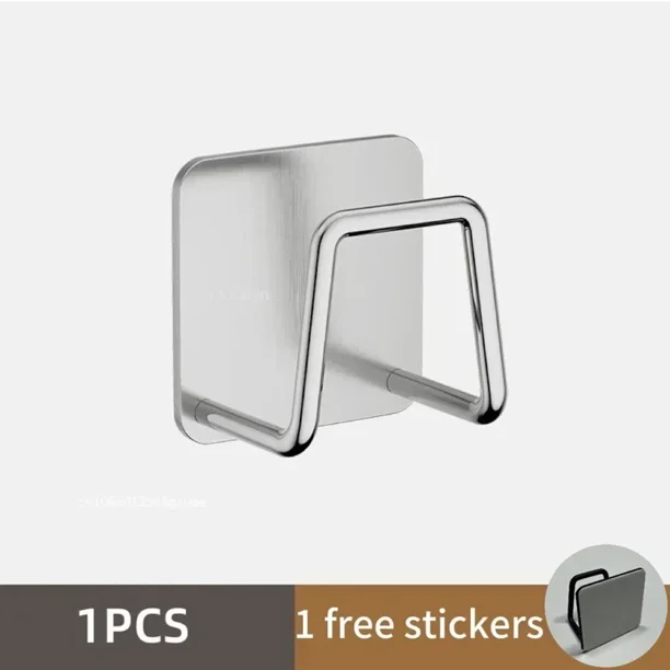 Soporte de esponjas para fregadero de cocina de acero inoxidable, estante de secado de drenaje autoadhesivo, ganchos de pared para cocina, organizador de almacenamiento de accesorios 1/6