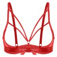 thumbnail image 4 of Lencería para mujer, sujetadores sexis con lazo y aros, sujetador Porno, Tops con tiras, copa abierta, sujetador de cuero, lencería, ropa interior, 4 of 5