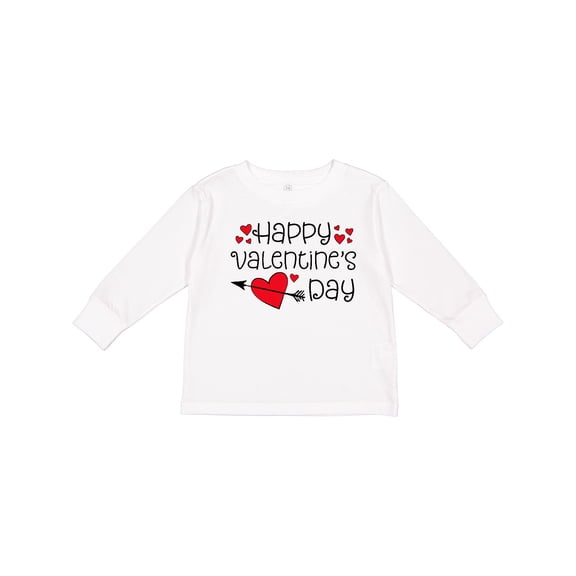 Inktastic Happy Valentines Day red hearts and arrow Boys or Girls Long Sleeve Toddler T-Shirt