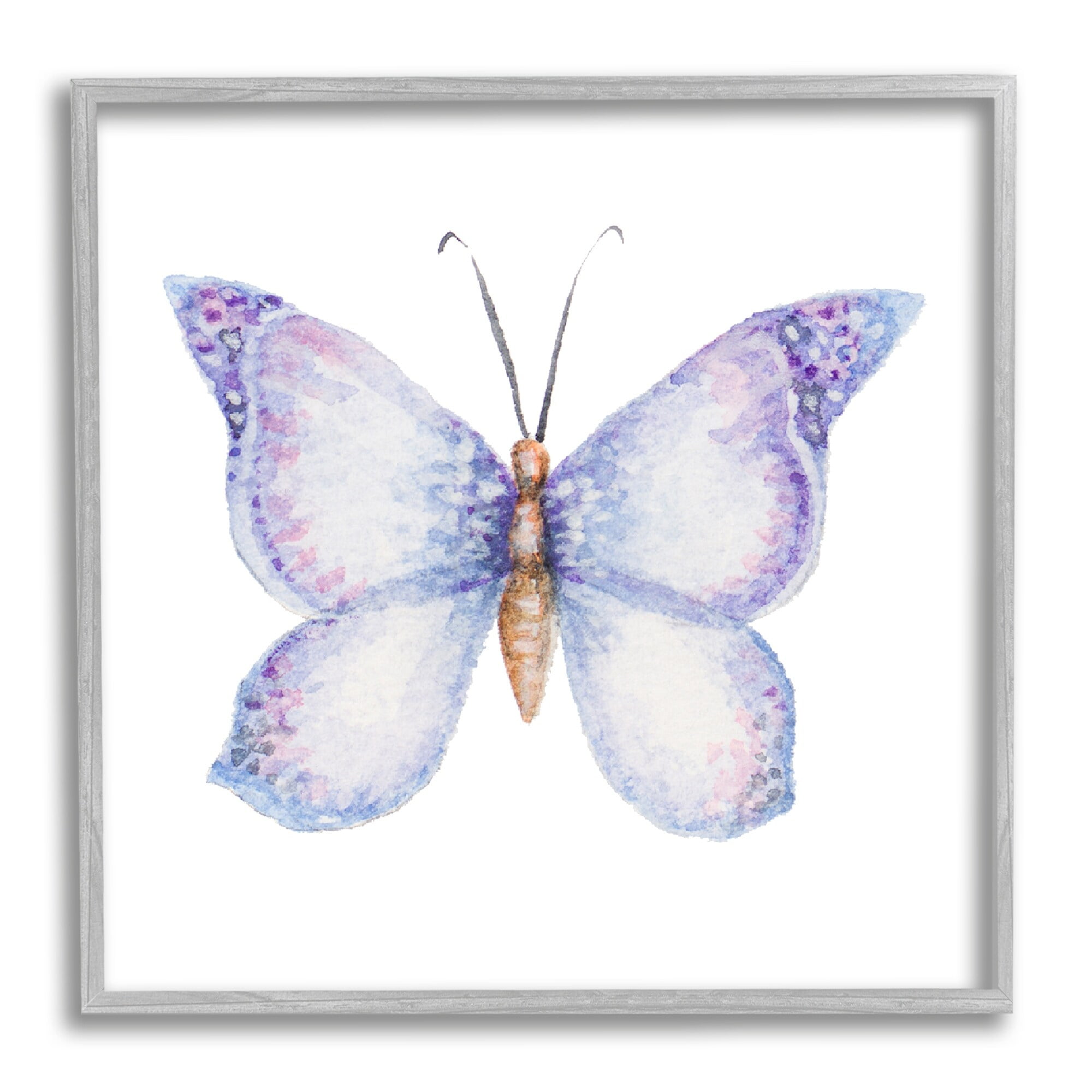Stupell Industries Lovely Purple Butterfly Wings Animal Insect Painting Painting Gray Framed Art Print Wall Art, Design by Janice Gaynor