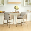 thumbnail image 2 of CHITA Counter Height Bar Stool with Braid Wood Arm Set of 4, Fabric in khaki, 2 of 11