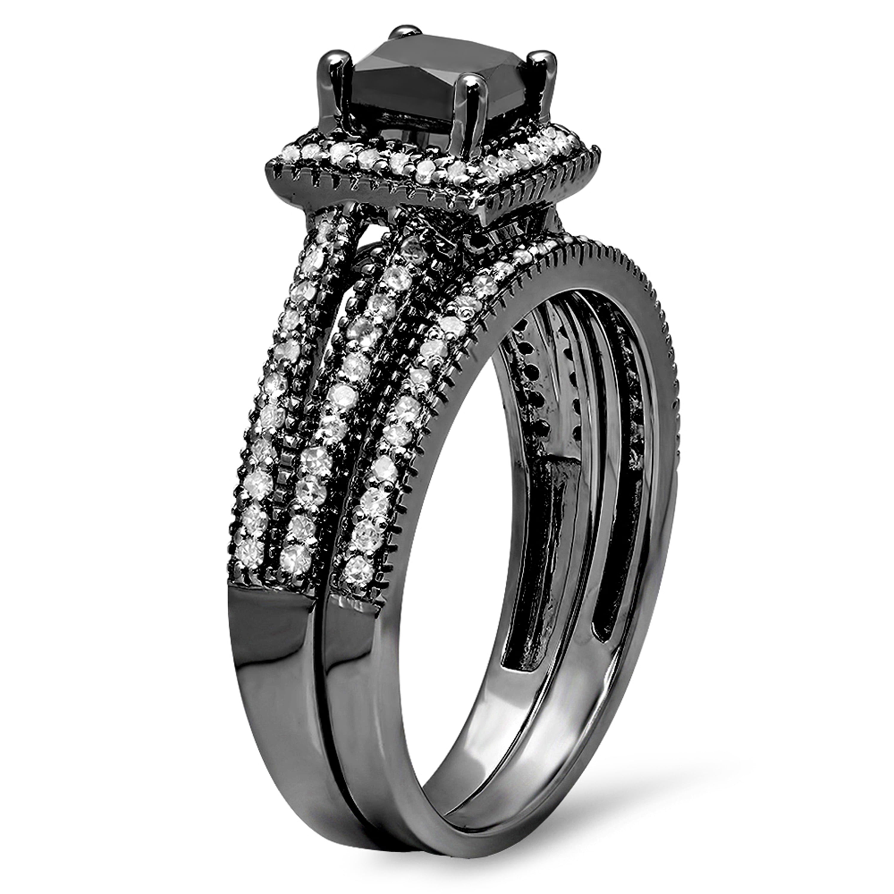 DazzlingRock Ring Mit Schwarzen Diamanten – 10K Weißgold, 0,25 Ct, Rundschliff