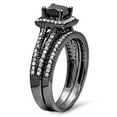 thumbnail image 2 of Dazzlingrock Collection 1.35 Carat (ctw) Black Rhodium Plated 14K Princess & Round Diamond Halo Ring Set, White Gold, Size 5.5, 2 of 8