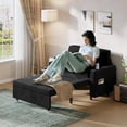 thumbnail image 2 of 3 in 1 Pull Out Couch, Convertible Sleeper Sofa Bed, Loveseat Sofa Couch with Cup Holders, USB & Side Pocket,  for Living Room, Bedroom, Includes Toss Pillows, Black, 2 of 6