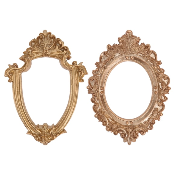 KAKOWELY Photo Frame 2Pcs Display Photo Frame Decor Mini Photo Frame Adornment for Home Golden4.84"X3.43"X0.39"