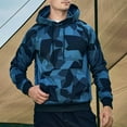 thumbnail image 5 of Nebwoak Mens Camo Fleece Lined Hoodies- Casual Warm Long Sleeve Pullover Hooded Sweatshirt Blue Size XL, 5 of 5