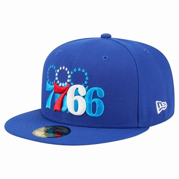 Men's New Era  Royal Philadelphia 76ers Tri-Hit 59Fifty Fitted Hat