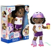 Baby Alive Roller Skate Baby Doll, 12-inch Eats and Poops Doll with Roller Skates, Black Hair, Only at Walmart