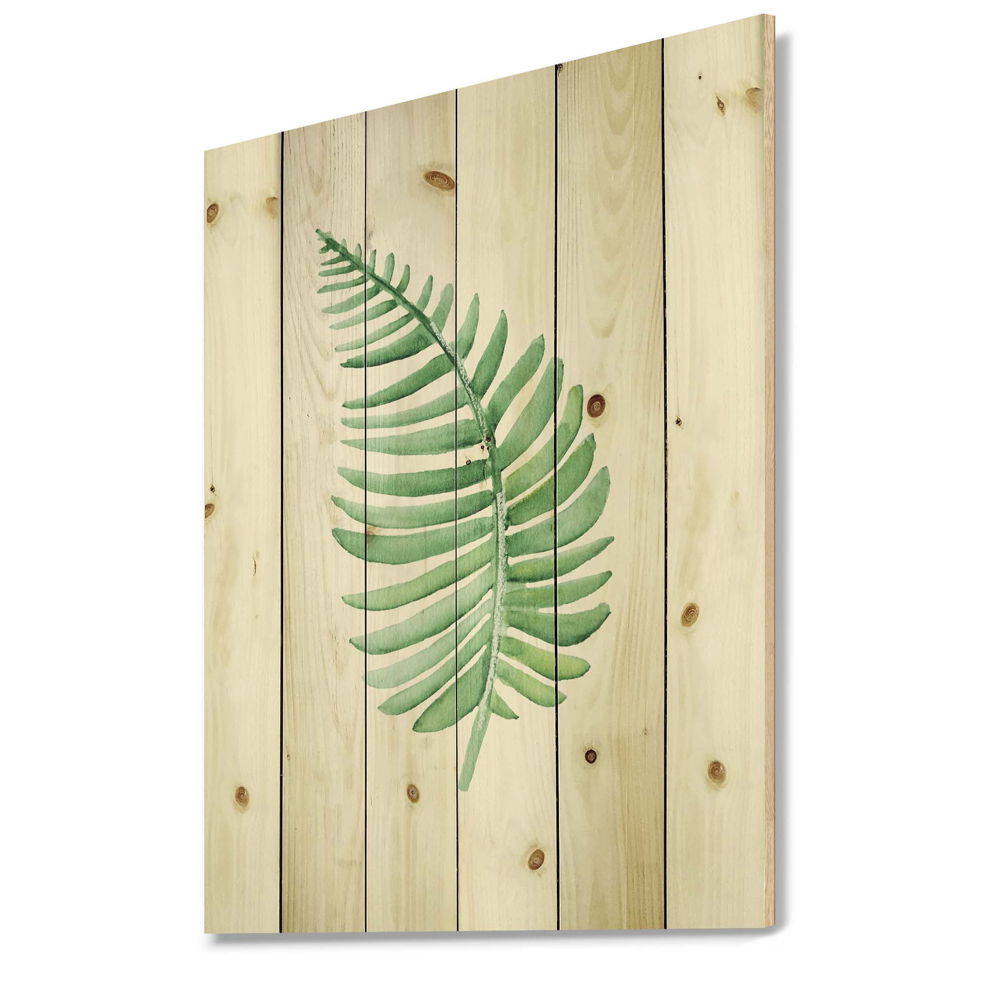 Designart 'Close Up Of Tropical Leaf Of Monstera III' Farmhouse Print on Natural Pine Wood