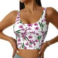 thumbnail image 2 of Haiem Orchids Flowers Pattern Womens Sports Bra - U Neck Padded Low Impact Yoga Bra Workout Crop Top Gym Moisture-Wicking Workout Vest -Small, 2 of 9