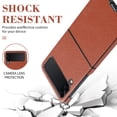 thumbnail image 5 of TECH CIRCLE Leather Case for Samsung Galaxy Z Flip 3 Lichee Pattern Non-Slip Design Slim Thin Shockproof Case For Samsung Galaxy Z Flip 3,Brown, 5 of 6