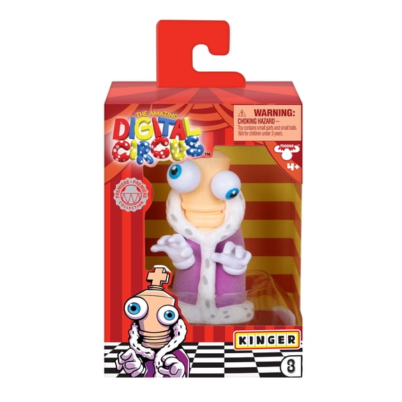 Amazing Digital Circus Kinger Vinyl Figure, 4" Collectible with Furry Robe and Collector Card, 4 Vinyl Figures to Collect, Ages 4