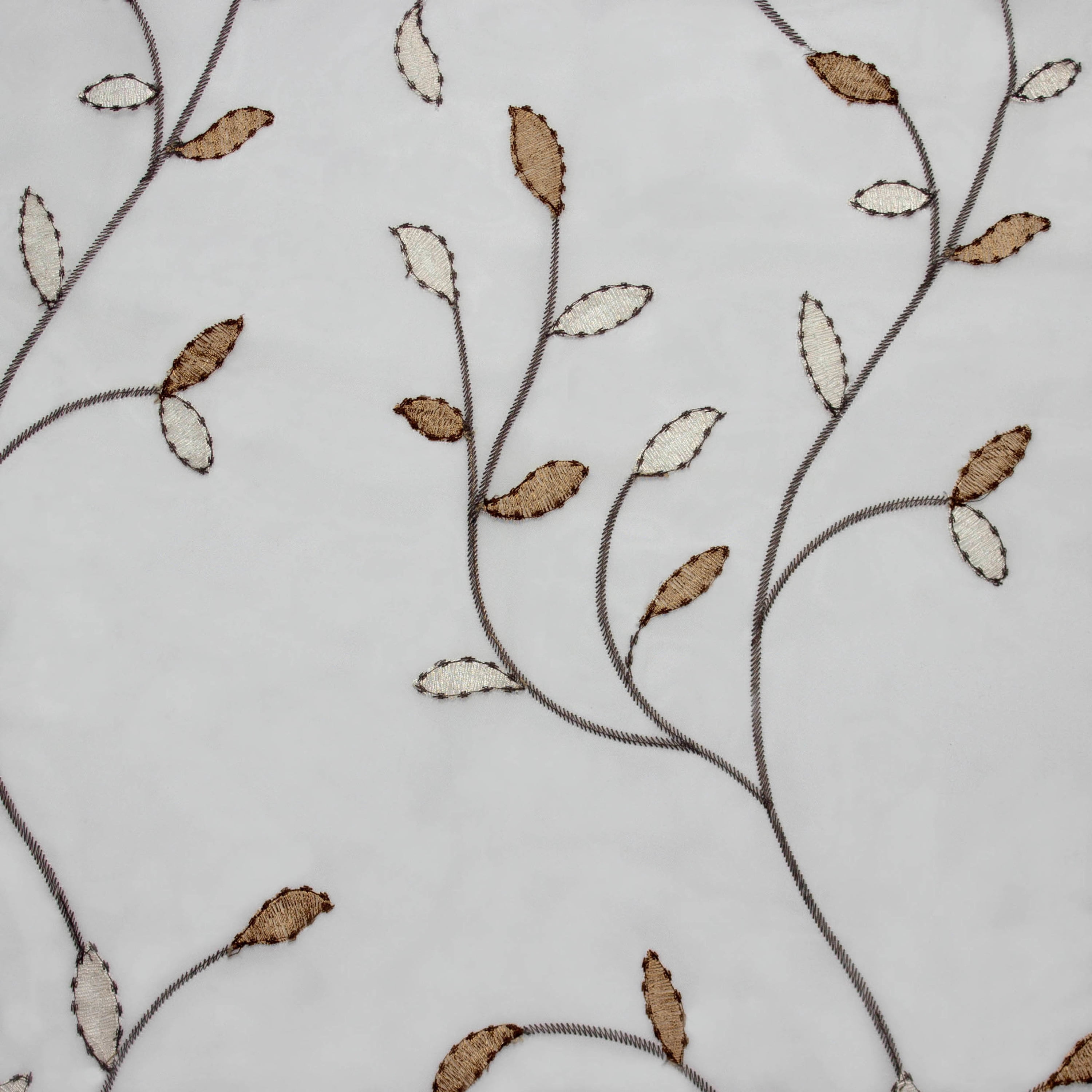 Grommet Curtain Panel, Embroidered Sheer Extra-Wide, Beige 54" x 63"