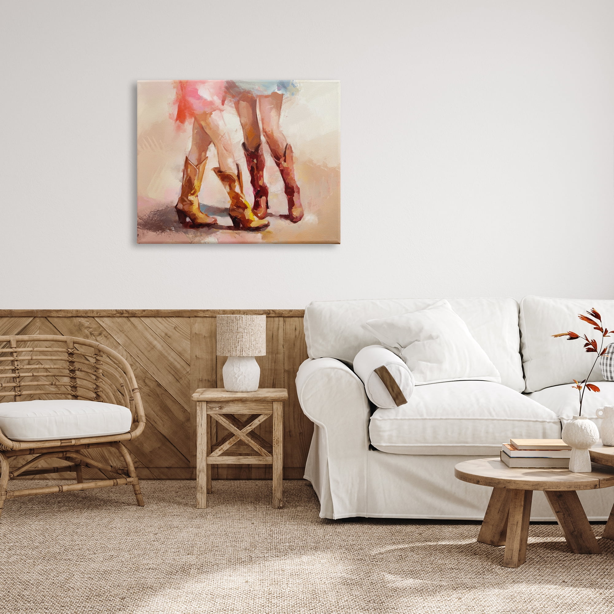 Stupell Industries Southwestern Cowgirls Dancing Abstract Painting Gallery Wrapped Canvas Art Print Wall Art, 40 x 30