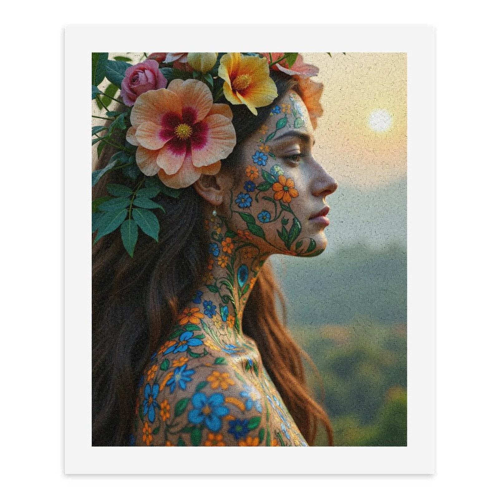 Paint By Numbers Kit for Adults Beginner - Floral Art Nature Portrait Woman DIY Canvas Painting Kits for Adults, Frameless Paint By Number for Adults for Home Wall Decor 16x20 Inch