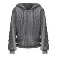 thumbnail image 2 of Fulijie Big And Tall Sweaters,Mens Sweaters Big And Tall Clearance,Womens Fleece Jackets,Women's Solid Plush Spliced New Hooded Thickened Jacquard Long Sleeve Sweater Coat Top, 2 of 8