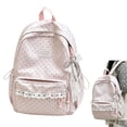 thumbnail image 4 of Elegant Polka Dot Lace Backpack, Soft Polyester Daypack with Padded Straps & Large Compartment for Commute & Travel (Pink), 4 of 6