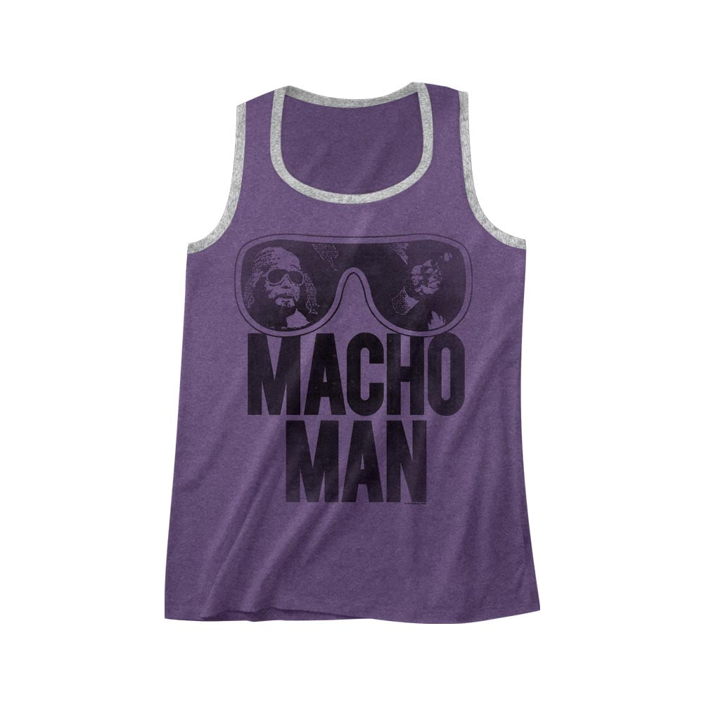 Macho Man Sunglasses Logo Pro Wrestler Heavyweight Champ Adult Tank Top Tee 