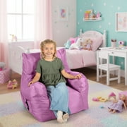 Big Joe Dorm Bean Bag Chair with Drink Holder and Pocket for Teens and Kids, Radiant Orchid, Durable Easy-Clean Polyester Nylon Blend, 3 foot Gaming and Reading Nook Seat, Refillable