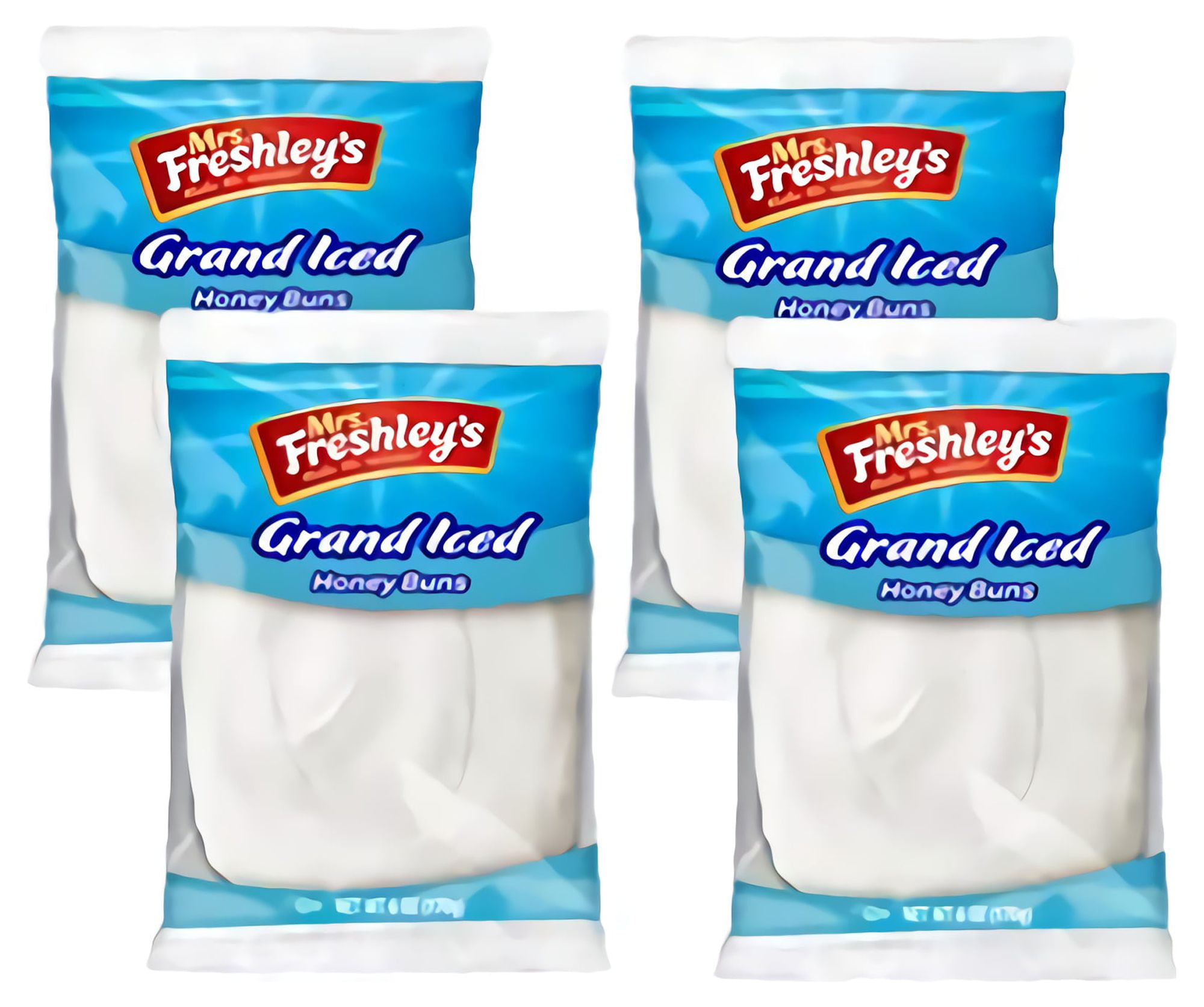 Mrs. Freshley's Grand White Iced Honey Buns, Individually Packaged, 6 oz., Pack of 12