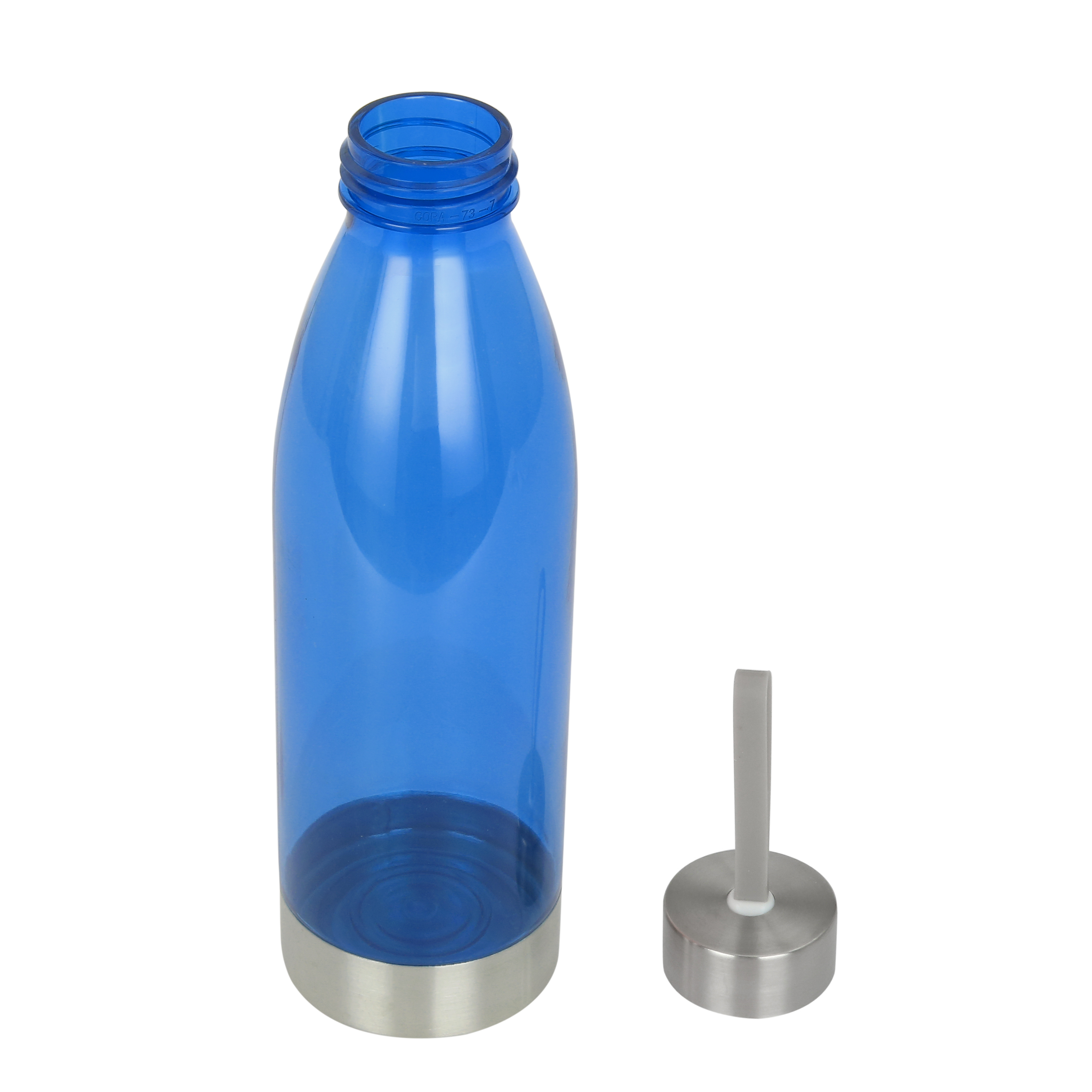 Mainstays 22 oz (22 fluid ounces) Blue and Silver Plastic Water Bottle with Screw Cap