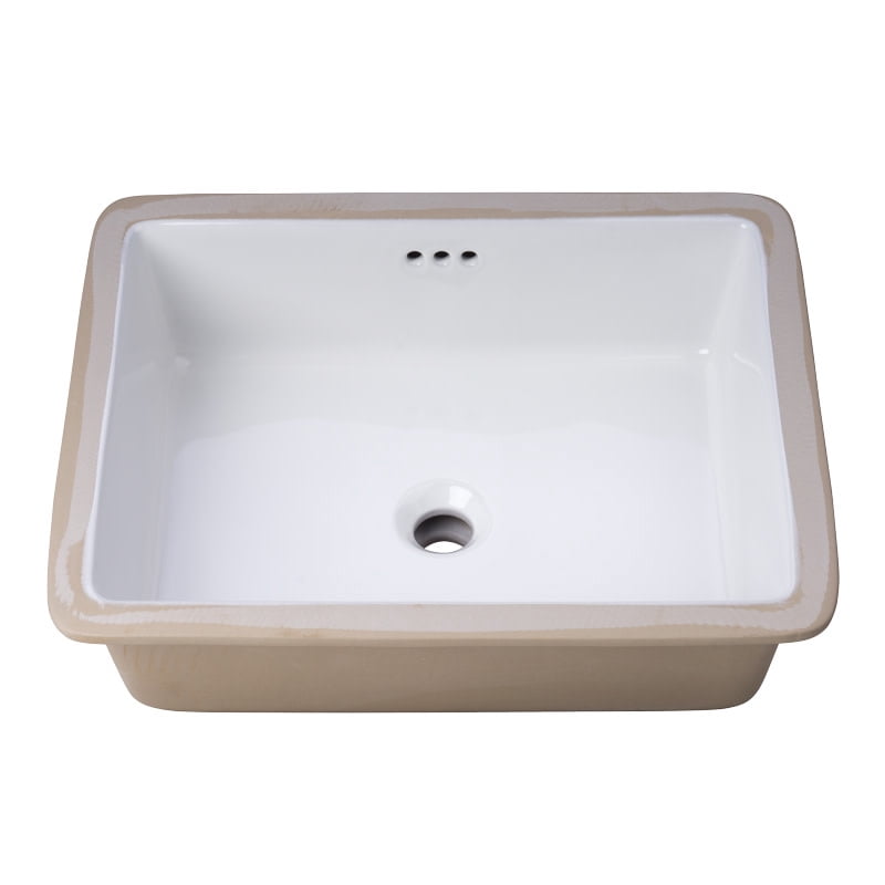 Miseno MNO1713BWH 17 x 13 in. Rectangular Undermount Bathroom Sink with Rear Overflow, White