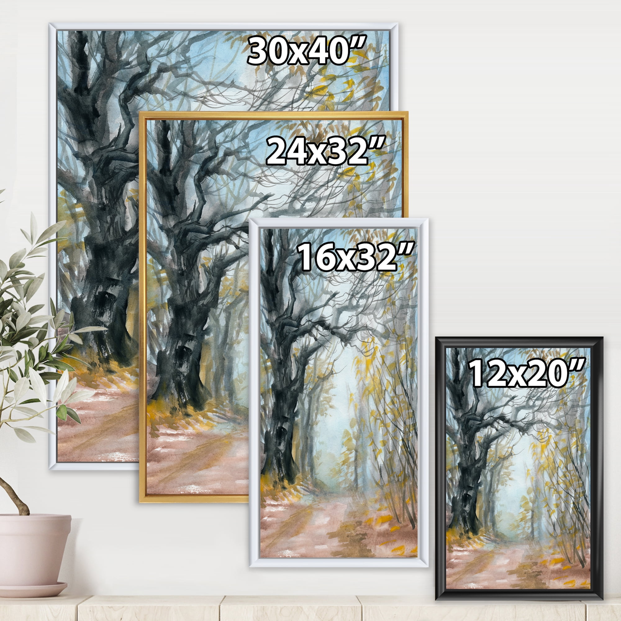 Designart 'Autumn in Misty Forest' Lake House Framed Canvas Wall Art Print