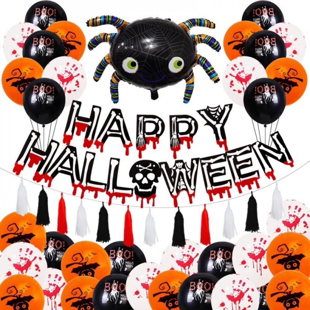 Ghost Spider Bat Pumpkin Foil/Latex Balloons Banner Halloween Party Supplies New 