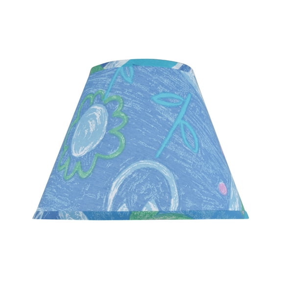 Aspen Creative 32192 Transitional Hardback Empire Shape Spider Construction Lamp Shade in Blue with Flower Print, 12" wide (6" x 12" x 9")