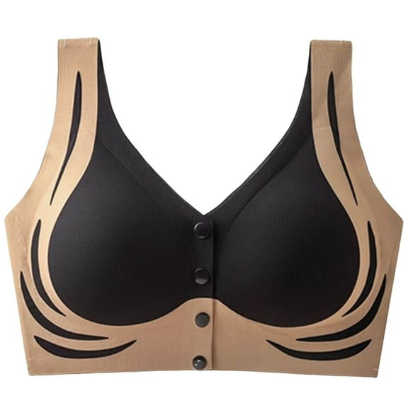 IFNWSV Wireless Bras for Women Plus Size Front Closure Thin Breathable Push Up Adjustable Full Coverage Bra Black 48D