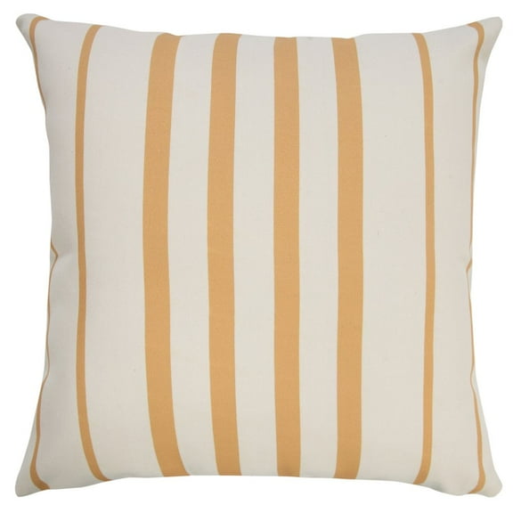 LR Home Ox Bay Hand-Woven Yellow/White Stripe Recycled P.E.T Yarn Pillow Cover