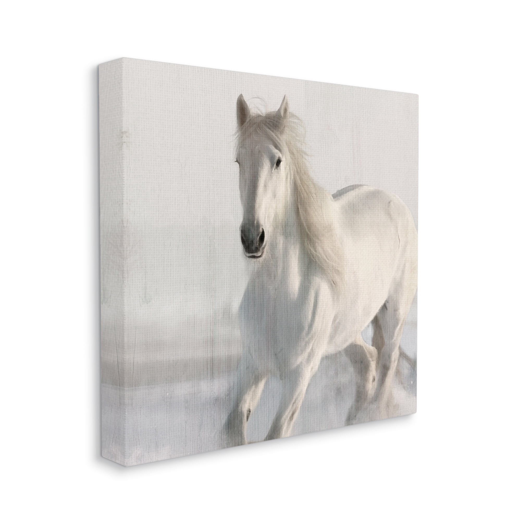 Stupell Industries Galloping White Stallion Animals & Insects Painting Gallery Wrapped Canvas Art Print Wall Art, 24 x 24