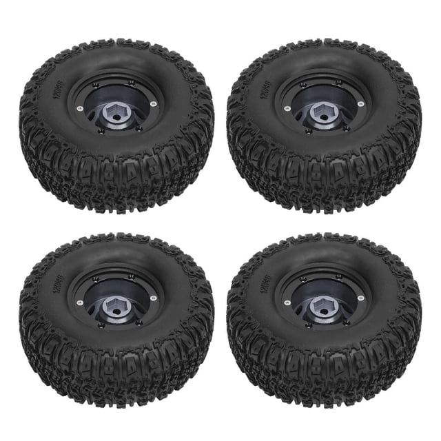 4pcs RC Crawler Wheels Hub and Tires Set, Anti Scratch Plastic Aluminum Alloy Wheel Rim Kit for RC Car 120x46mm