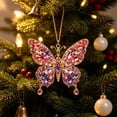 thumbnail image 5 of Christmas Ornament, 3.15 inch Rhinestone Butterfly Hanging Ornament, Crystal Enamel Pendant, Christmas Tree Decor, Holiday Wall Decor, Home Tabletop Accent, Glitter Acrylic Craft for Party Display, 5 of 5