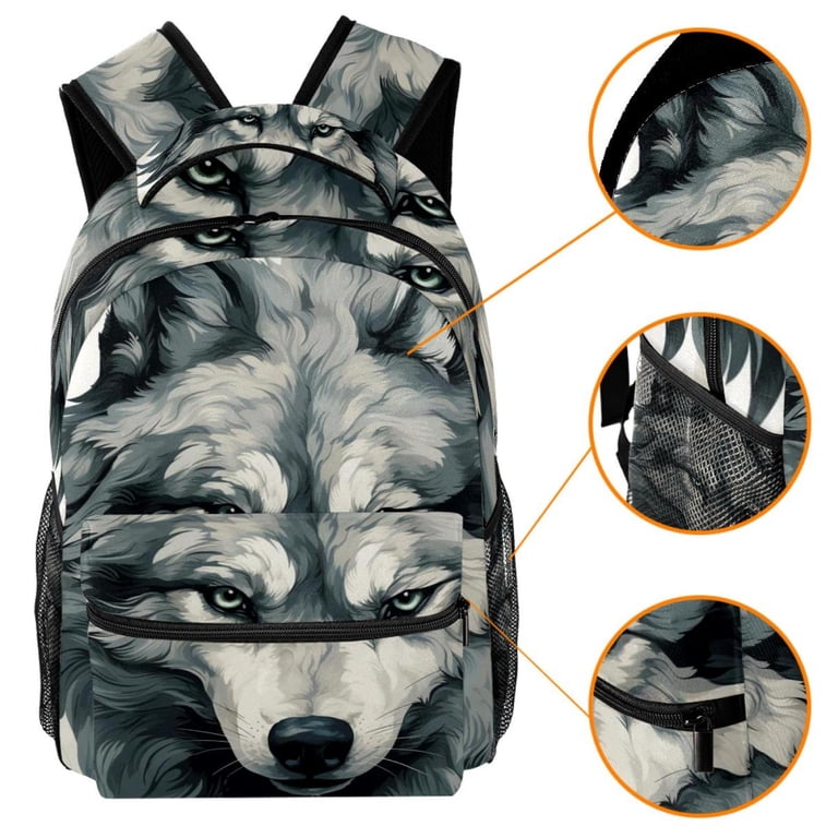 Lightweight Backpack Wolf School Bag Travel Laptop Daypack  display picture 2