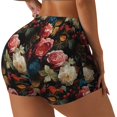 thumbnail image 2 of Sigee Rose Flowers Print Women's High Waist Workout Shorts - Squat Proof, Tummy Control, Yoga and Gym Activewear-Small, 2 of 9