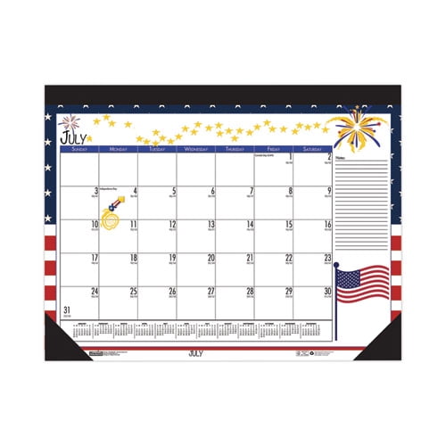 Recycled Desk Pad Calendar, Earthscapes Seasonal Artwork, 22 x 17, Black  Binding/Corners,12-Month (July-June): 2022-2023