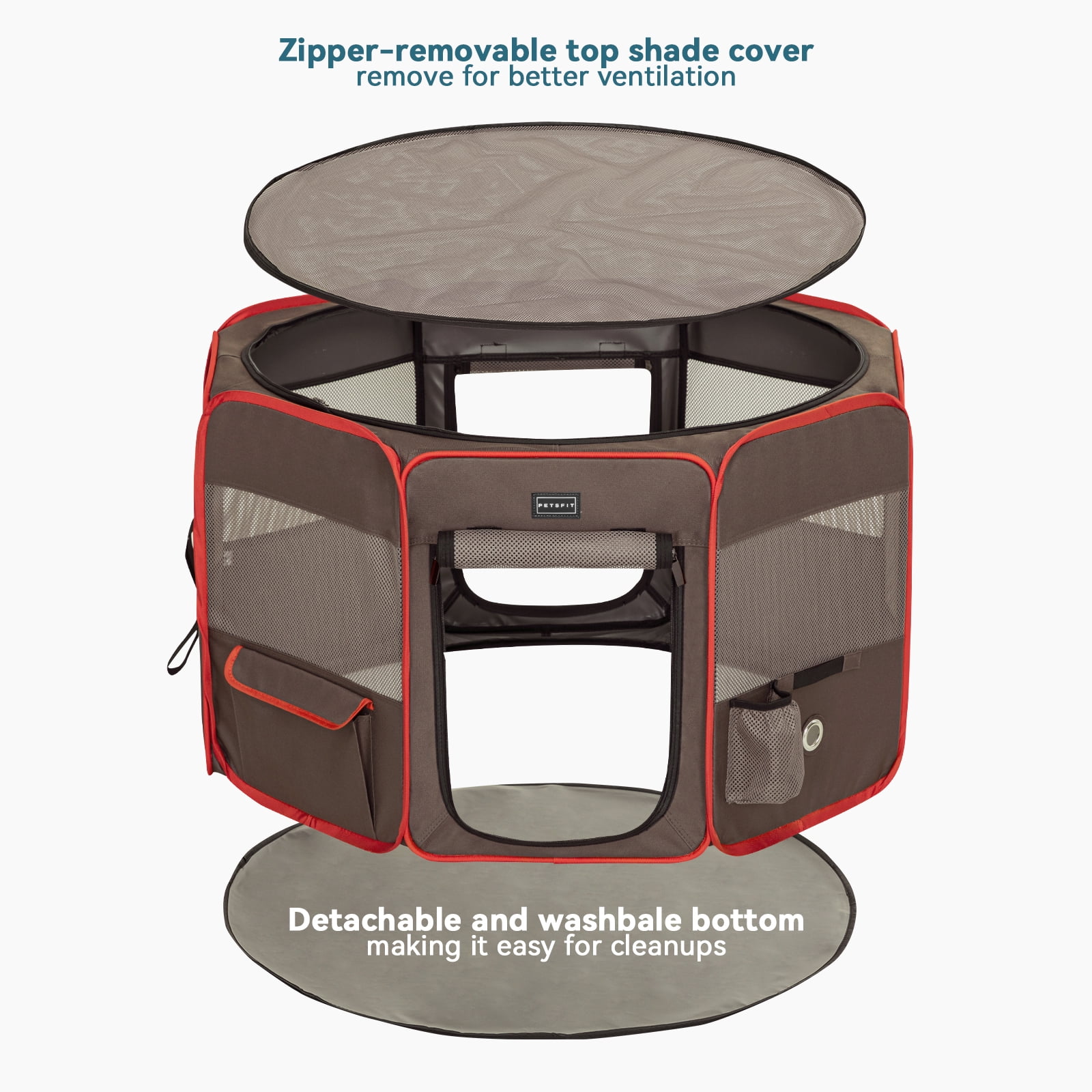 PETSFIT Dog Pen Indoor, Anti-Leakage Bottom, Foldable, Collapsible Dog Playpen Indoor/Outdoor for Cats