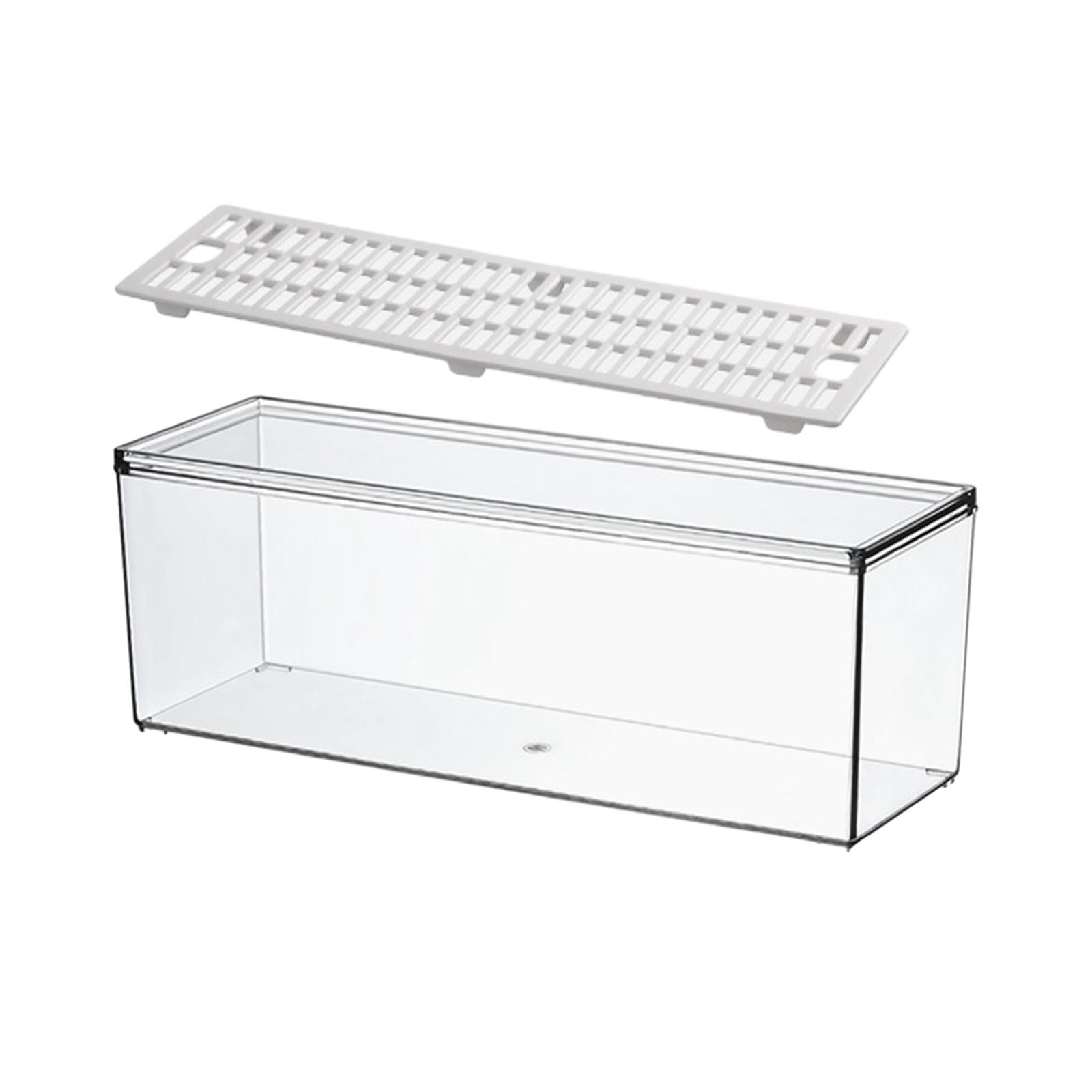 Esquirla Fridge Organizer Chopstick Storage Box Food Storage Bin Multipurpose Flatware Tray Vanity Organizer for Spoons Fruit Cabinets Large and Drain Tray