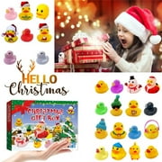 Safeydaddy New 24 Day Advent Calendar, Rubber Ducks For Boys, Girls, Kids, And Toddlers, Rubber Ducky Bath Toy, Creative Christmas Gifts, For Party Favors, Birthday Gifts