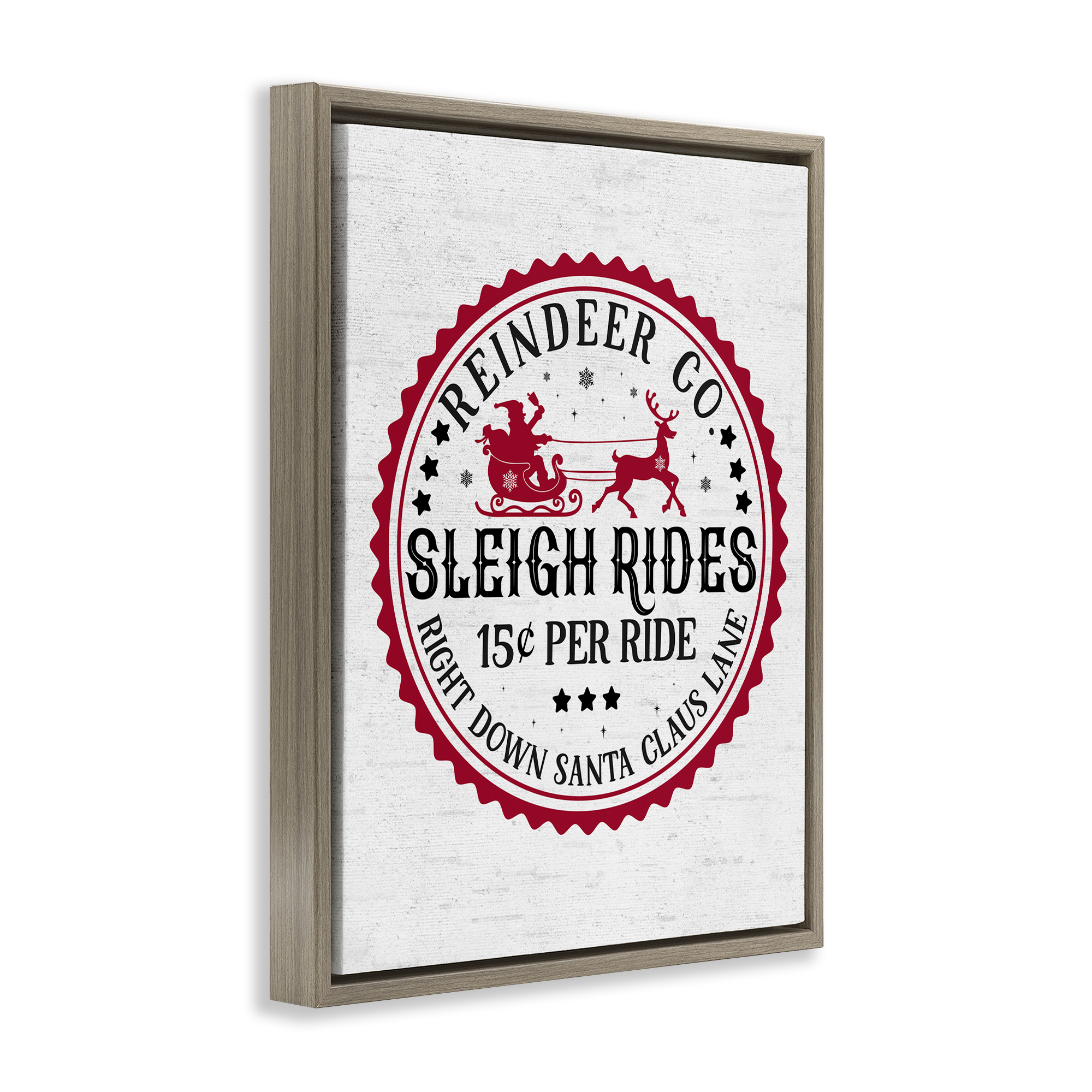 Stupell Industries Vintage Sleigh Rides Holiday Painting Brown Floater Framed Art Print Wall Art, 25 x 31