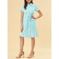 thumbnail image 6 of INSPIRE CHIC Women's Fit and Flare Collar Pocket Elastic Waist Mini Dress M Light blue, 6 of 9