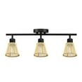 thumbnail image 1 of 3-Light Matte Black Track Lighting with Bamboo Shades, 1 of 7