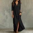 thumbnail image 7 of Gytharion Women's Flowy Maxi Dresses Lapel Long Sleeve Front Slit Dresses Loose Elegant Casual Shirt Dresses, 7 of 7