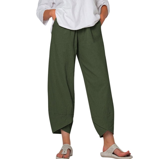 Guardurnaity - Pantalones deportivos de pierna ancha para mujer, informales, de talla grande, con cintura elástica Prendas para la parte inferior del cuerpo Verde XXXL