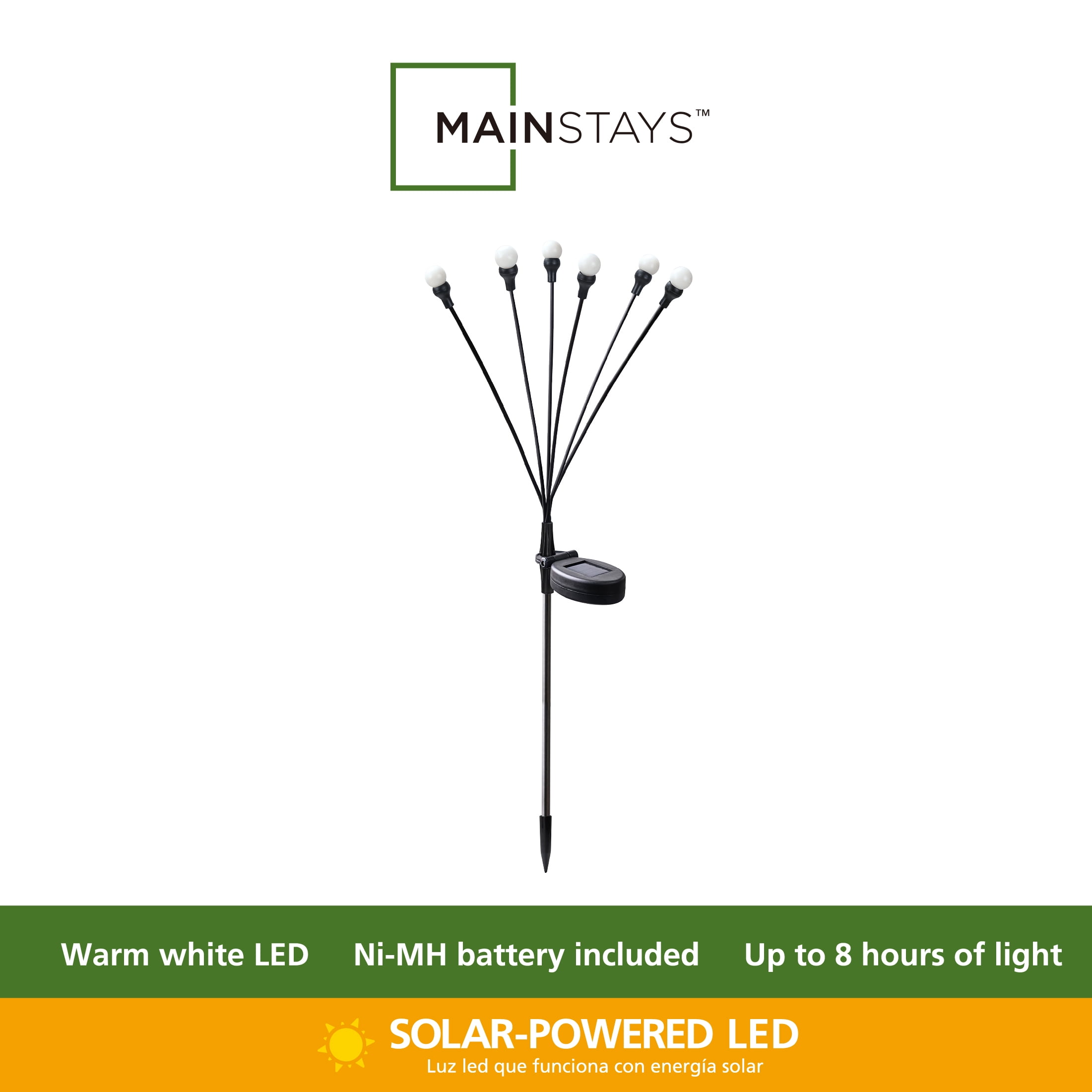 Mainstays Outdoor 6 LED Solar Fairy Lighting Stake, 6.7"W*3.5"D*28.4"H, 0.28 lb weight
