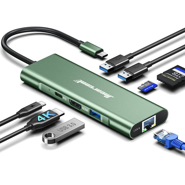 Adaptador multipuerto 8 en 1 USB C Hub Hiearcool con Ethernet 4K HDMI