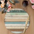thumbnail image 3 of Farmhouse Green Brown Round 13 Inch Placemats Set of 8, Vintage Ombre Wooden HeatResistant Non Slip Place Mats for Dining Table, Wipeable Braided Kitchen Table Mats for Housewarming, 3 of 9