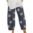 thumbnail image 1 of VEKDONE Womens Cotton Linen Pants Print Long Pants Blue L, 1 of 5