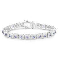 Genuine Tanzanite Bracelet in 925 Sterling Silver 2.40 Carats December Birthstone Jewelry Round Tanzanite Gemstones Lavender Bracelet Lavender Jewelry for Women